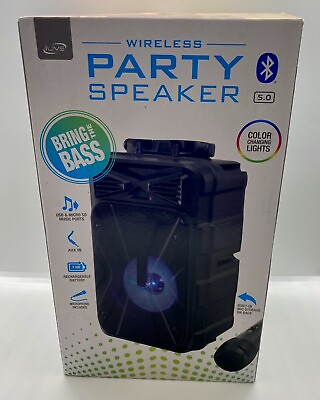 #ad iLive Wireless Bluetooth Party Speaker w remote and mic Light Effects New $25.00