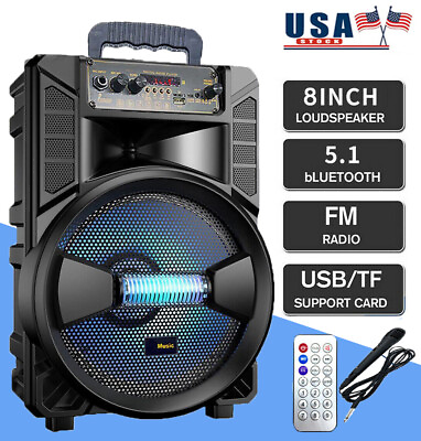 #ad 8quot;Wireless Portable FM Bluetooth Speaker Subwoofer Heavy Bass Sound System Party $35.96