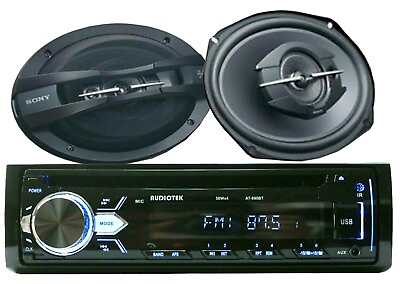 #ad 2x SONY 6.x9quot; Car Audio Speakers Audiotek 50W x4 In Dash Bluetooth CD Receiver $119.99