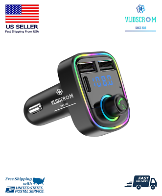 #ad Car Bluetooth 5.0 FM Transmitter PD Type C Dual USB Handsfree Player Charger MP3 $11.99