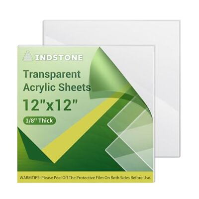 #ad 2 Pack 12quot; x 12quot; Clear Acrylic Sheets 1 8 Inch Thick 3mm Cast Clear Plexigla... $24.55