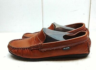 #ad Atlanta Moccasin Brown Leather Penny Loafer Ballet Flat Driving Women Shoe 6M 37 $39.99