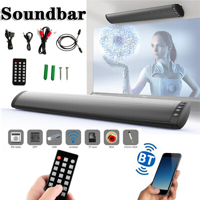 #ad Speaker System BT Wireless Surround Sound Bar Subwoofer TV Home Theater Remote $34.77