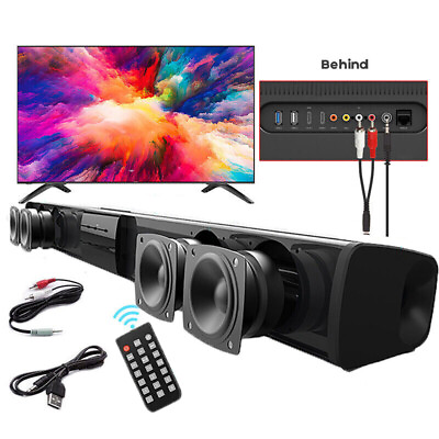 #ad Wireless Surround Sound Bar 4 Speaker System BT Subwoofer TV Home Theater Remote $38.70