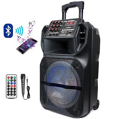#ad 12quot; Bluetooth Portable FM Speaker Heavy Bass Tailgate Stereo PA System MIC AUX $95.99