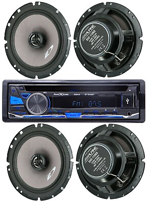 #ad 4x Alpine 6.5quot; Speakers SoundXtreme 1 DIN CD AM FM USB Bluetooth Car Receiver $124.99
