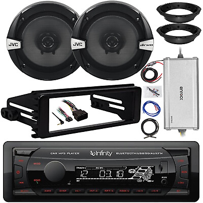 #ad Infinity Receiver Amp w Kit 2x 6.5quot; 300W Speaker Adapters Harley Install Kit $256.49