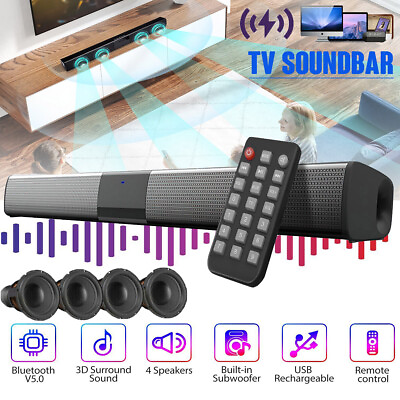 #ad Bluetooth 5.0 Wireless Speaker TV PC Soundbar Subwoofer Home Theater Sound Bar $37.85