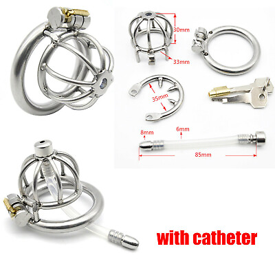#ad Male Stainless Steel Chastity Device Super Small Cage Sound with Spiked Ring $19.99
