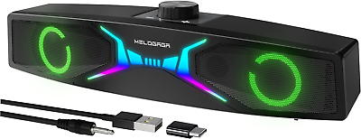 #ad Computer Sound Bar USB PC Speakers with HiFi Sound RGB Lights amp; Volume Control $25.90