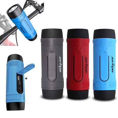 #ad Portable Speakers Bluetooth FM Radio Bicycle Speaker Power Bank with Flashlight $28.19