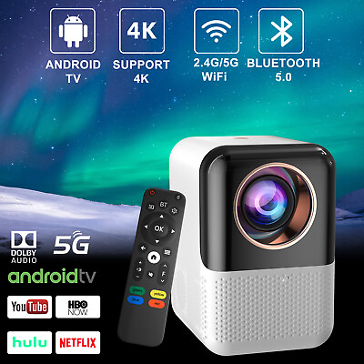 #ad 4K Android Projector 9000 Lumen 1080P 3D LED 5G WiFi Video Home Theater Cinema $73.14