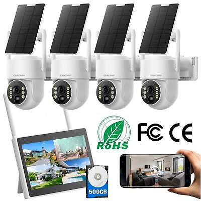 #ad 4MP Wireless Home Security Camera System Solar Wifi IP Cameras 10#x27;#x27; Monitor NVR $313.11