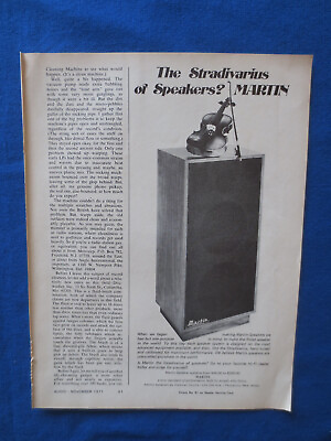 #ad Martin Speakers quot;The Stradivarius Of Speakersquot; Magazine Ad Audio Mag Nov 1971 C $25.75