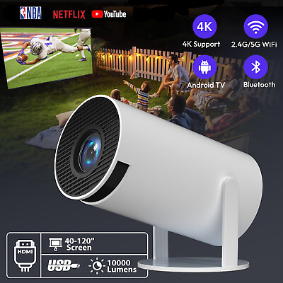 #ad Android 11 TV Projector 5G WiFi Bluetooth LED 4K Home Theater Cinema HDMI Beamer $81.69