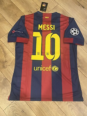#ad FC Barcelona Messi #10 Retro Large Jersey Home 2014 15 $85.00