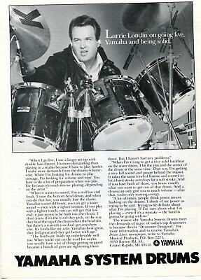 #ad 1984 Print Ad of Yamaha System Drums w Larrie Londin $9.99