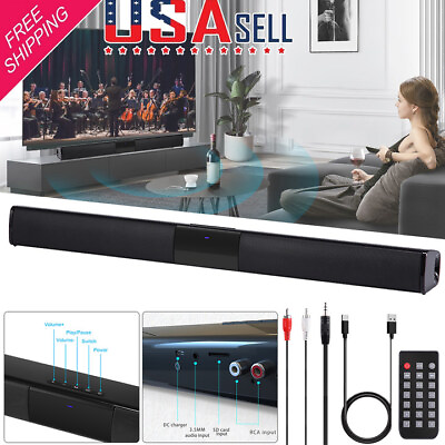 #ad 4 Speaker Sound Bar System Wireless BT Subwoofer TV Home Theater amp; Remote $30.59