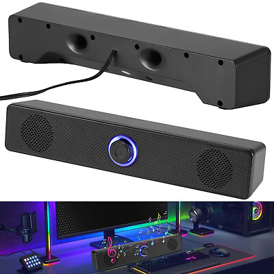 #ad Stereo Bass Sound Computer Speakers 3.5mm USB Wired Soundbar for Desktop Laptop $15.25