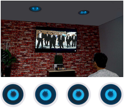 #ad 4 Rockville HC85B LED 8quot; 700 Watt In Ceiling Home Theater Speakers w Blue LED $104.90