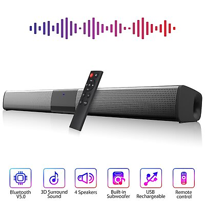 #ad Bluetooth Sound Bar Wired Wireless Bass Subwoofer Home Theater TV Speaker Remote $36.59
