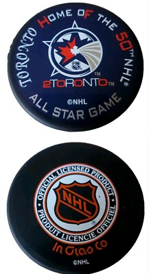 #ad 50th NHL ALL STAR GAME HOME TORONTO INGLASCO OFFICIAL HOCKEY PUCK SLOVAKIA $29.99