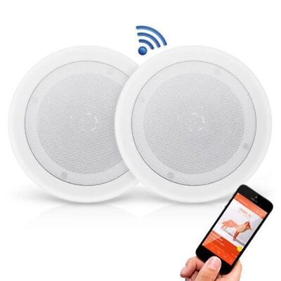#ad Dual 8’’ Bluetooth Ceiling Wall Speakers 2 Way Flush Mount Home Speaker Pair $99.99