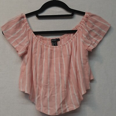 #ad #ad Forever 21 Crop Top Women#x27;s Size S Pink Striped Built in Bra 94981 $12.99