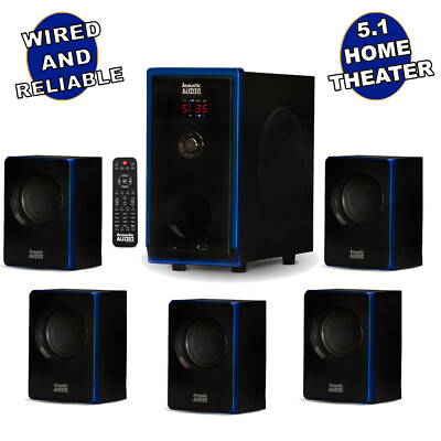 #ad #ad Acoustic Audio 5.1 Bluetooth 6 Speaker System Home Theater Surround Sound NEW $99.88