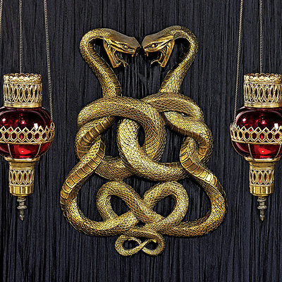 #ad Egyptian Twin Cobras Legendary Infinity Symbol Regal Wall Plaque Sculpture $137.62