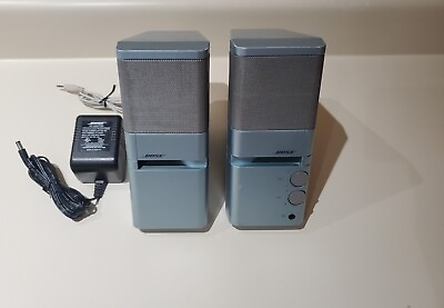 #ad BOSE MediaMate Computer Speakers Personal Stereo Ice Blue Pair Tested $49.95