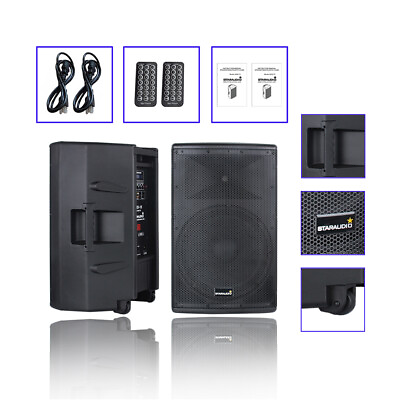 #ad 2 Way 15quot; 4000W Powered Speakers System Active USB SD PA Speaker Audio Speaker $278.14