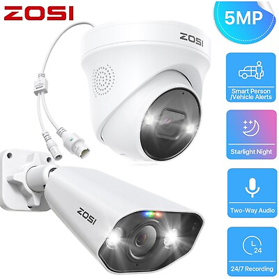 #ad ZOSI 5MP CCTV PoE Surveillance Security IP Camera Dome Bullet In Outdoor System $39.99