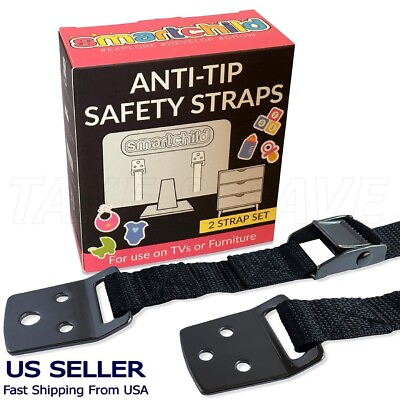 #ad TV and Furniture Anti Tip Straps for Baby Safety Wall Anchors Dresser 2pcs Black $7.99