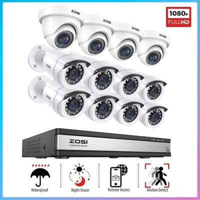 #ad ZOSI 16CH DVR Security Night Vision 1080P Camera Outdoor System Person Car Detec $299.99