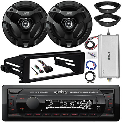 #ad Infinity Receiver 2x 6.5quot; 300W Speaker Amp w Kit Adapters Harley Install Kit $247.49