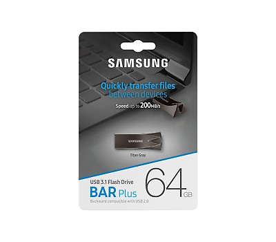 #ad Samsung 64GB BAR Plus USB 3.1.Stick Flash Drive MUF 64BE4 USB 3.0 USB 2.0 Titan $16.99
