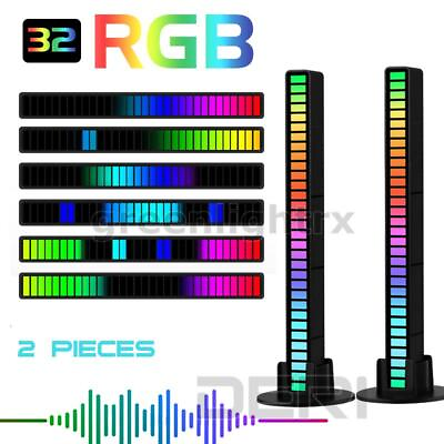 #ad 2X Car Atmosphere Strip Light Bar LED RGB Music Sync Sound Control Rhythm Lamp $16.98