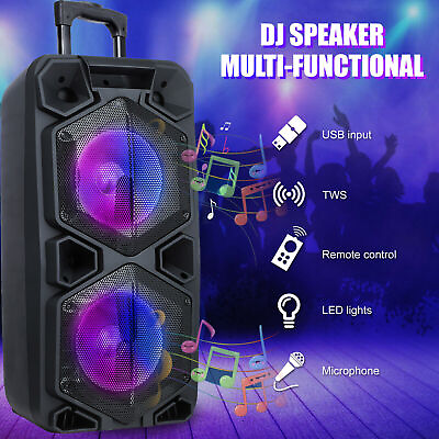 #ad Dual 10quot; Bluetooth Speaker Sub Woofer Heavy Bass Sound System Party w Mic lot $24.99