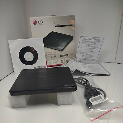 #ad LG External DVD WRITER Black Ultra Slim Portable SP60 DVDRW NEW $26.99