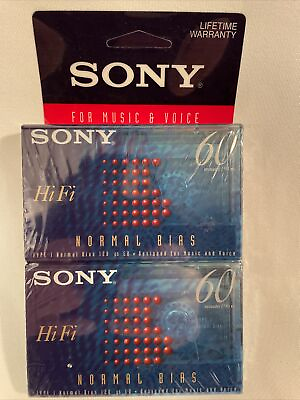 #ad NEW Sony Set Of 2 Hi Fi 60 Minutes Blank Audio Cassette Tapes C 60HFB $5.99
