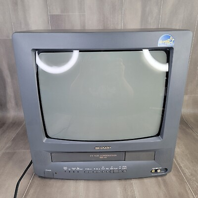 #ad SHARP TV VCR Combo 13quot; CRT Retro Gaming 13VT K100 Gray Portable TESTED $118.96
