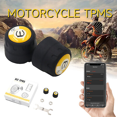 #ad 2pcs Motorcycle TPMS Bluetooth Tire Pressure Monitoring System External Sensor $56.52