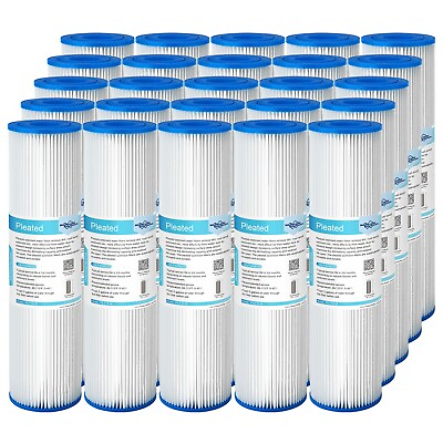 #ad 25 Pack 10quot;x2.5quot; Whole House System Pleated Sediment Water Filter 5 20 50 Micron $13.94