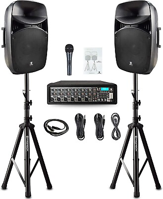 #ad PRORECK MX15 PA Speaker System 2500W Bluetooth Powered Mixer with Passive $419.99