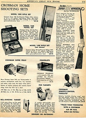 #ad 1959 Print Ad of Crosman Rifle Home Shooting Sets Model 180K 150K amp; Hahn BB Gun $9.99