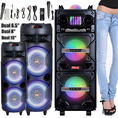 #ad 7000W Portable Bluetooth Speaker Sub Woofer Heavy Bass Sound System Party Mic $79.99