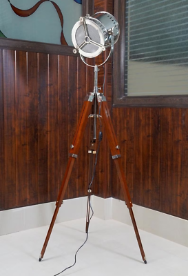 #ad Vintage Spotlight Lamp Nautical Tripod Theater Home Office Floor Lamp Studio C $295.00