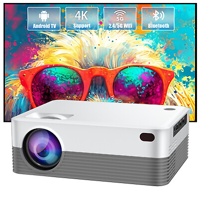 #ad 4K UHD Projector Smart Bluetooth 5G WiFi Android TV Beamer Home Theater Movie $74.99