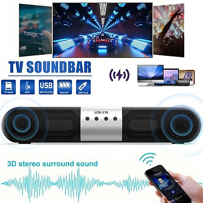 #ad #ad Surround Sound Bar Speaker System Wireless Bluetooth Subwoofer TV Home Theater $28.95